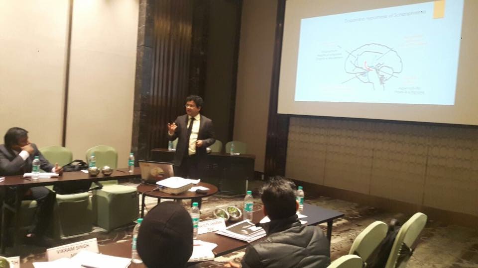 Dr. Manish Sarkar speaking at a psychiatry CME for doctors