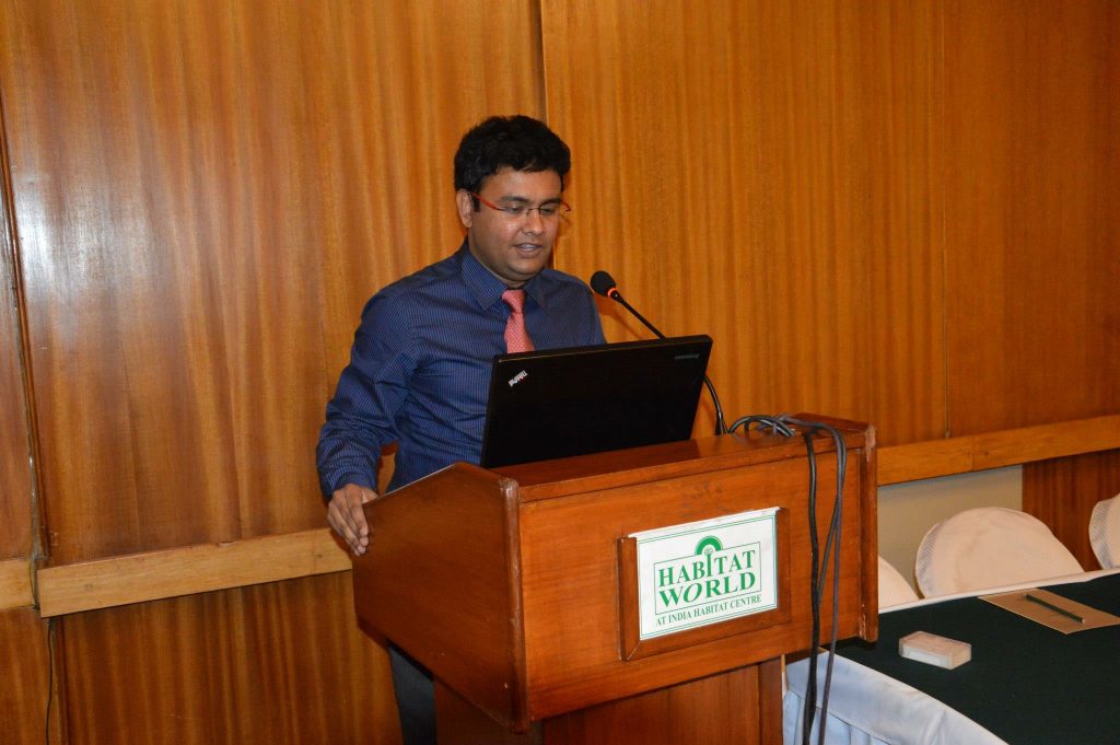 Dr. Manish Sarkar delivering a talk at Habitat World, New Delhi